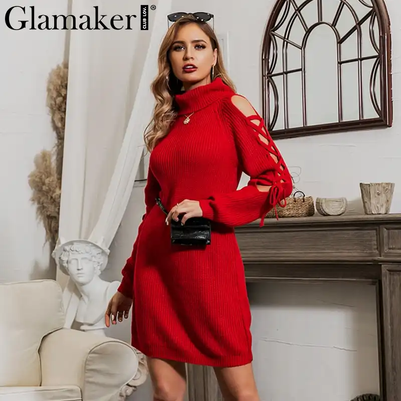 red sweater dress womens