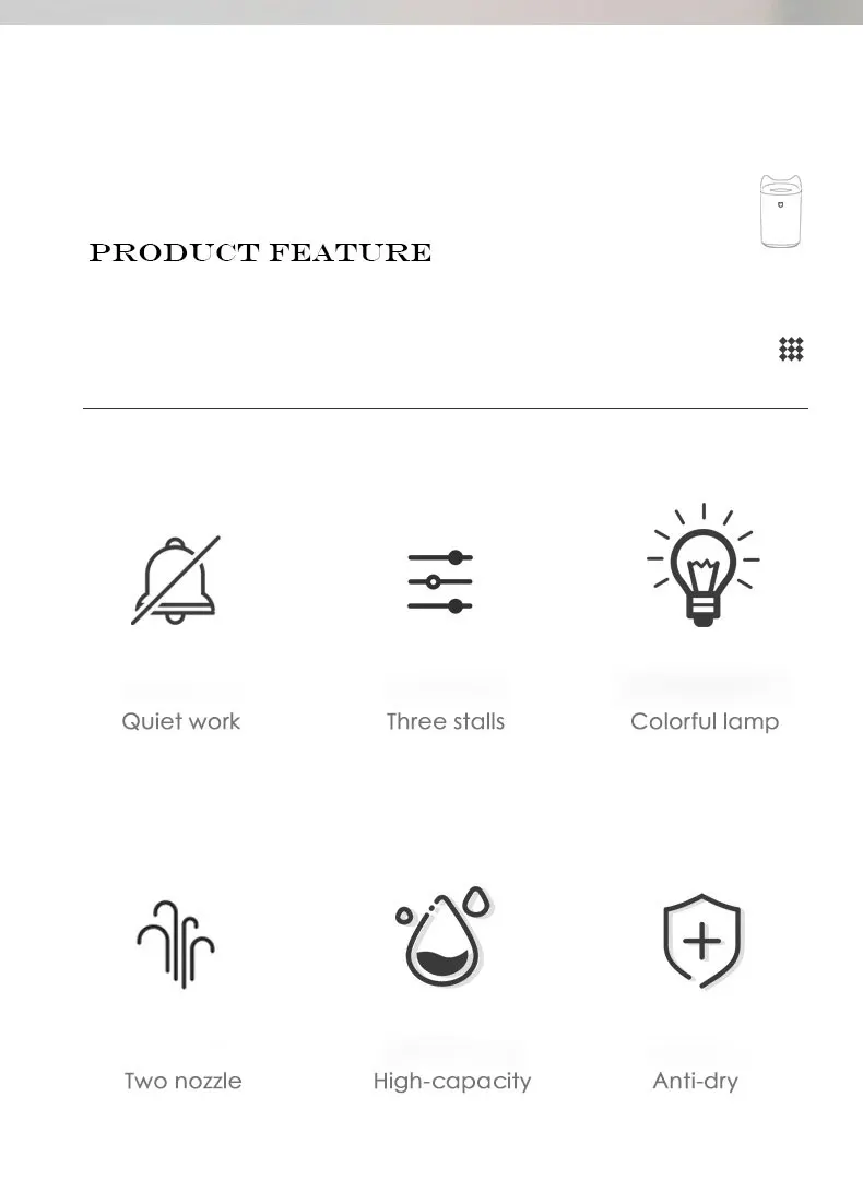 Description Picture 4 of itemUSB Air Humidifier 3L Double Nozzle Essential Oil Diffuser With LED Light Ultrasonic Aroma Diffuser Home Car Purifier Mist Maker