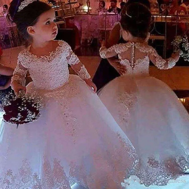 White Flower Girl Dresses for Weddings Tulle Princess Lace Half Sleeve Holy First Communion Gowns Party Pageant Clothes For Kids flower girl dresses,girls dresses