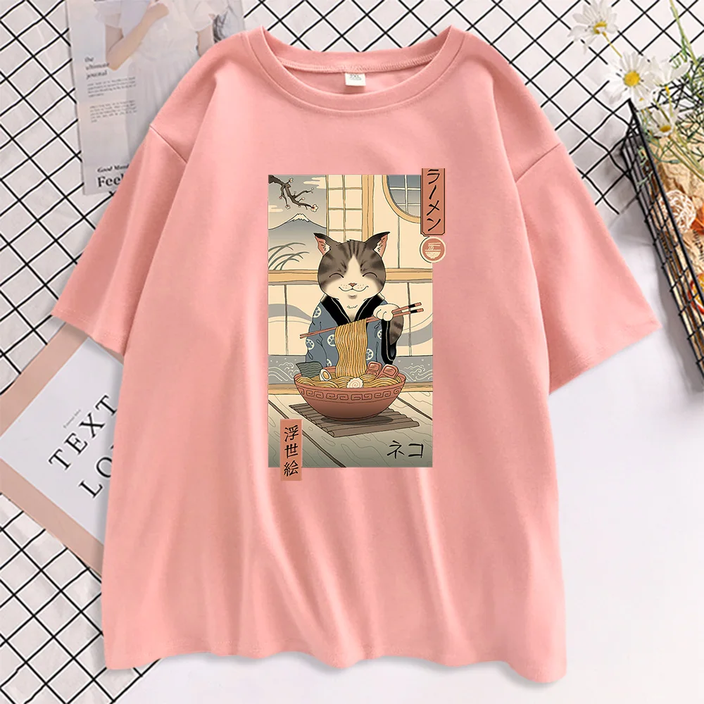 japanese harajuku style oversized cat t shirt gifts for cat lovers kawaii cat t shirt