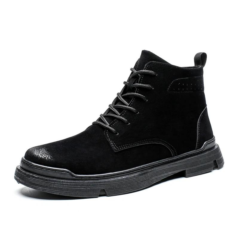 VastWave/мужские замшевые ботильоны martin в стиле милитари; Высококачественная Мужская Рабочая обувь в армейском стиле; кожаная зимняя повседневная обувь - Цвет: BlackMK12