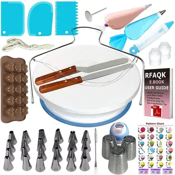 

A73 Piece Cake Turntable Decorating Mouth Set DIY Flower Table Fondant Baking Tool Icing Tips Equipment