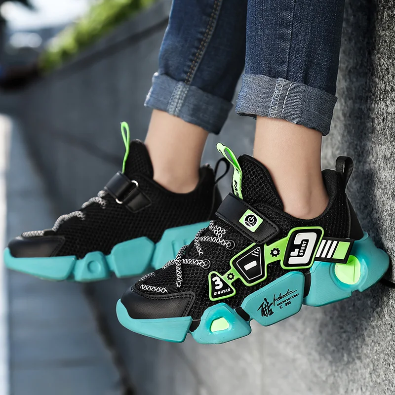 

XCWLKJ Fashion Children Shoes Breathable Boys Casual Shoes Thick-soled Non-slip Running Shoes New Sneakers Support Dropshipping