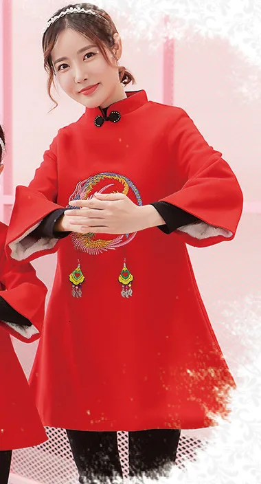 Hanfu Cheongsam красное детское платье для родителей Qipao одежда для мамы и дочки в китайском стиле на год бархатные платья в восточном стиле - Цвет: adult