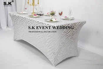 

Gold Silver 6ft 8ft Rectangle Spandex Table Cover Stretch Lycra Table Cloth For Wedding Event Banquet Dining Decoration