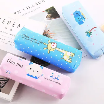 

Cartoons Kawaii PU Pencil Case High Capacity Pen Bags Cute Letter Pencil Bags For Girls Gift School Supplies Korean Stationery