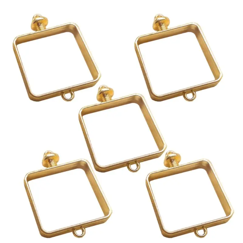 

5Pcs Sqaure Pressed Flower Frame Open Bezel Pendants Resin Mold Jewelry Findings