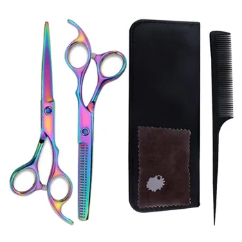 

6-in-1 6'' Hair Cutting Scissors Thinning Shears with Storage Case Home DIY Tool