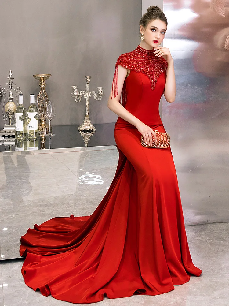 CEEWHY Robe Soiree дубайское вечернее платье Vestido de Festa сексуальное роскошное вечернее платье с бисером с открытой спиной Формальное вечернее платье платья для выпускного вечера