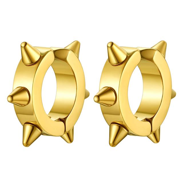 Punk Women Men Earrings Ear Studs Spike Rivet Hoop Huggie Gothic Black Stainless Steel Earring Jewelry Gifts Accessories