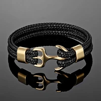 MKENDN Navy Style Men Anchor Bracelet Woven Multilayer Leather Bracelets For Women Black Stainless Steel Sport Buckle