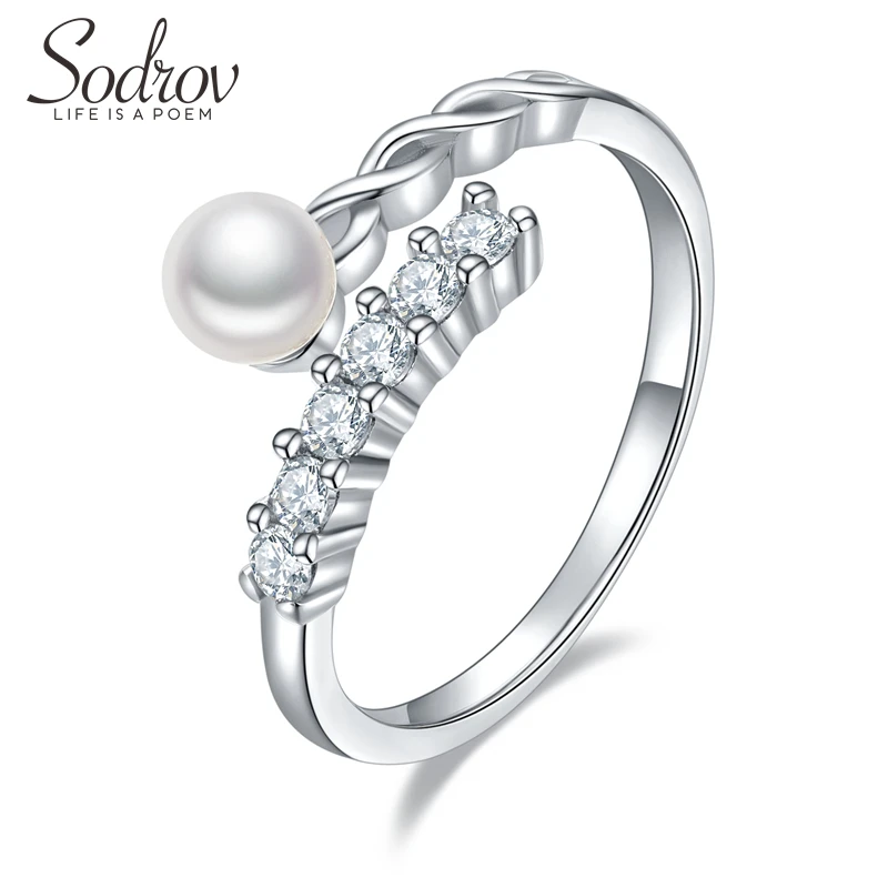 Sodrov Wedding Jewelry Rings Pearls 925 Sterling Silver Engagement For Women Round Bands Man -made | Украшения и аксессуары