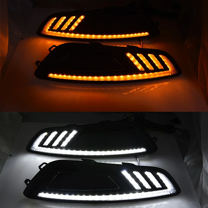 

LED DRL Daytime Running Light Daylight 12V Fog Lamp Cover Turn Signal Light For Ford Focus 2015 2016 2017 2018 Car Accessories