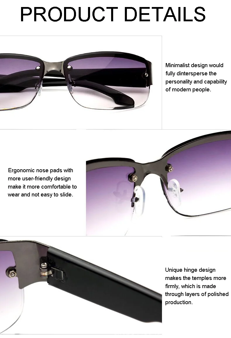 Vintage Rectangle Sunglasses Women Classic Retro Half Frame Shades_voghion.com