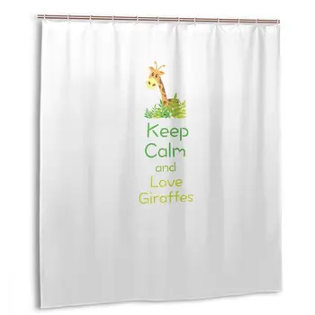 

CHARM HOME Keep Calm And Love Giraffes Shower Curtain 66x72 In free hooks Customized Waterproof Polyester Bathroom Curtains