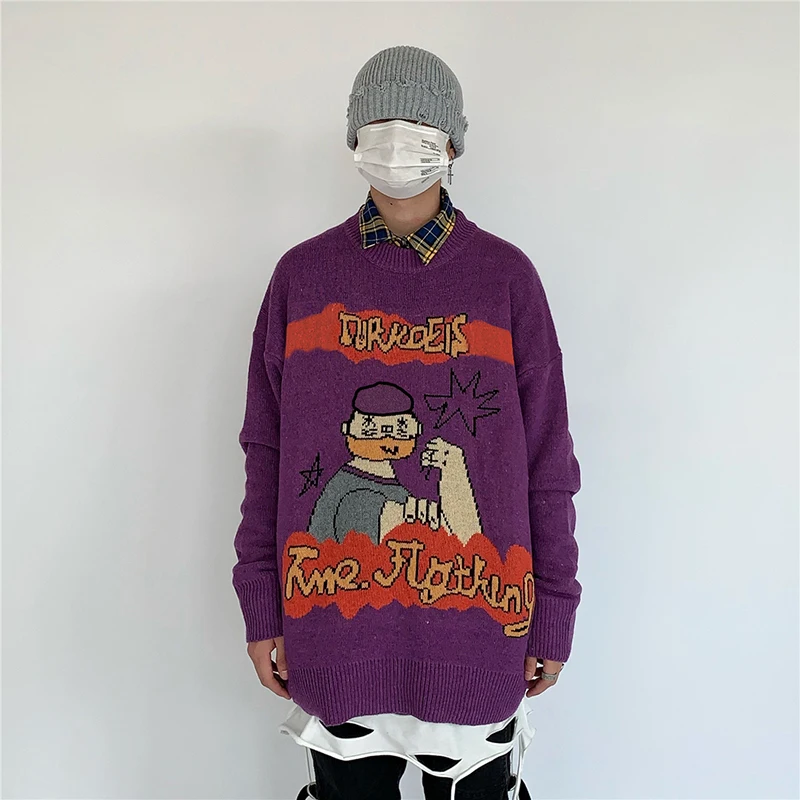 Gaganight мультфильм Harajuku женский свитер с длинным рукавом О-образным вырезом вязаный Модный пуловер винтажный джемпер корейский крутой свитер для девочек