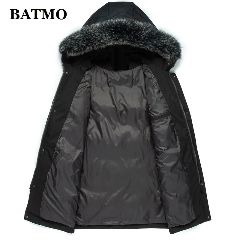 BATMO 90% белый утиный пух и Лисий меховой воротник с капюшоном куртки мужские, мужские зимние пуховики, толстое теплое пальто, большие размеры 9021