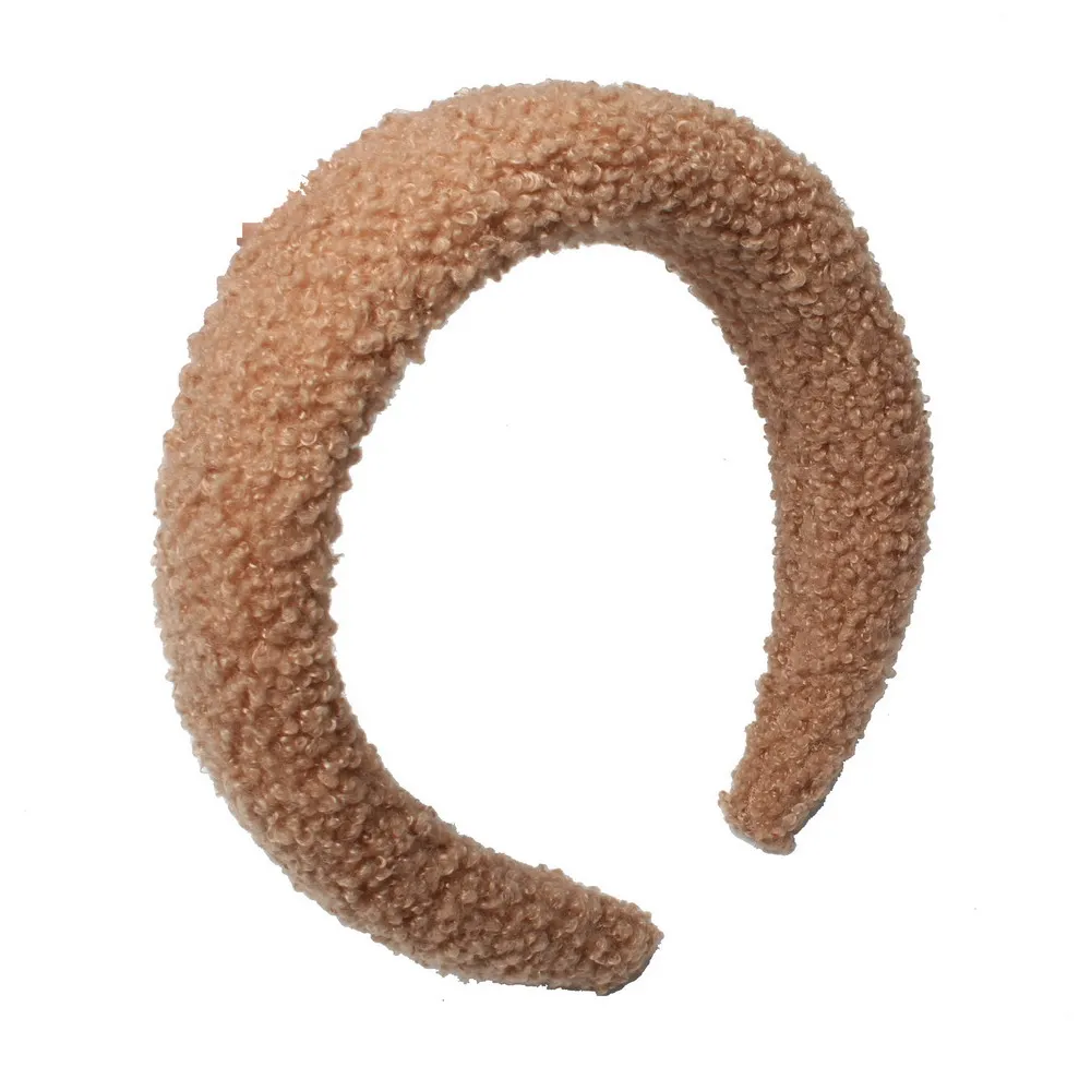 

Милая мягкая плюшевая шерстяная повязка на голову для женщин и девушек, подходит для осени и зимы, Женская однотонная повязка на голову из овечьей шерсти