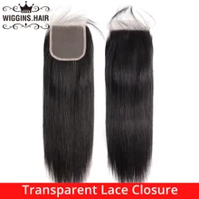 Прямой прозрачный кружевной закрытие с детскими волосами Wiggins preprucked бразильские Прямые Закрытие часть 4x4 швейцарское кружево Remy