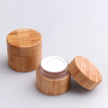 

50g bamboo jar cosmetic cream jar Refillable Empty Bamboo Cream Jar with Glass inner comsetics jar packaging