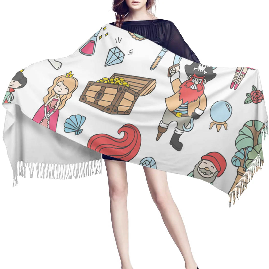 Spring Winter Women Scarf Castle Bunny Princess Mermaid Cartoon Warm Cashmere Scarves Shawls Neck Bandana Pashmina Lady Wrap |