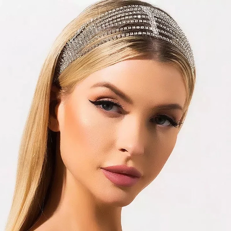 Эластичная многослойная повязка для волос Стразы свадьбы принцессы аксессуары