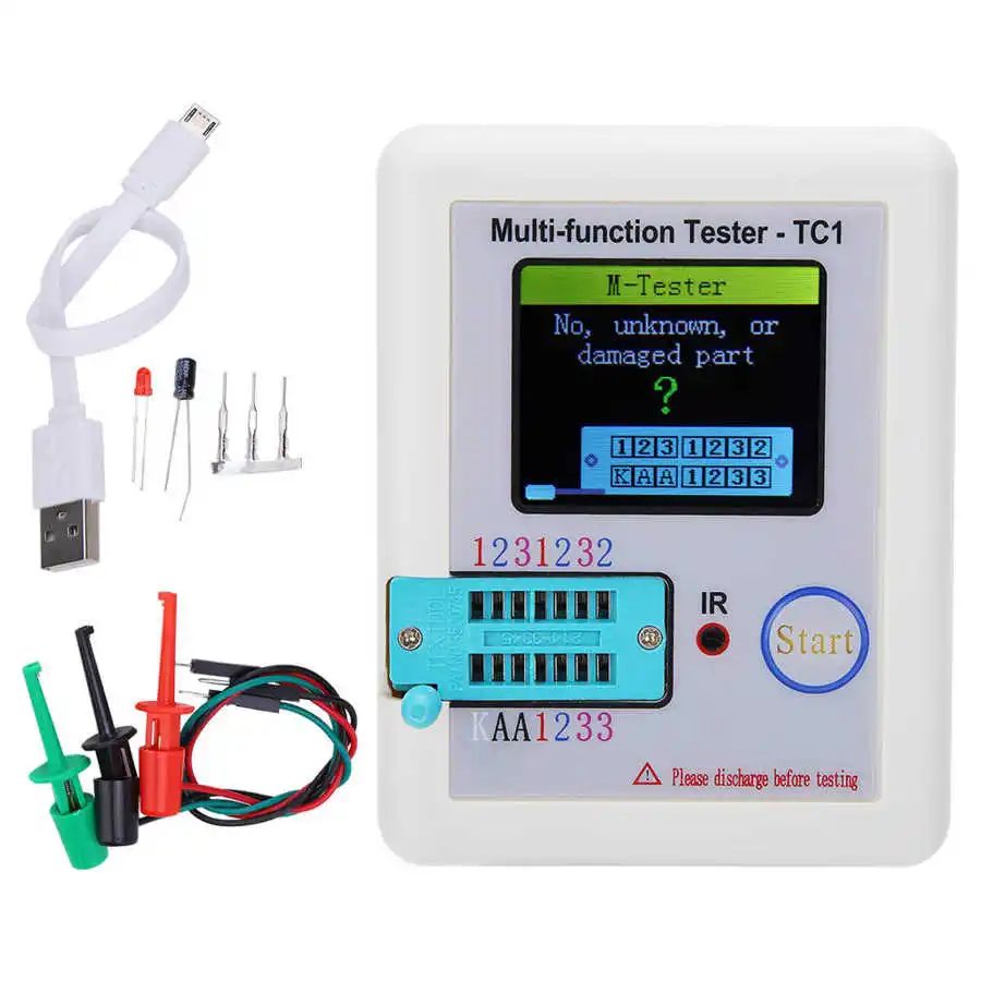 LCR TC1 Transistor Tester Multimeter TFT LCD Display ESR Diode Triode Capacitance Resistor Meter NPN PNP MOSFET Multimeter