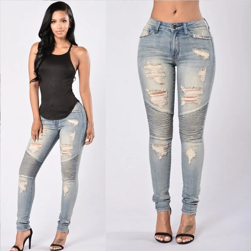 

1X stretch cotton tatted jeans boyfriend pencil Leggings women's jeans good quality jeans wholesale wholesale jeans custom