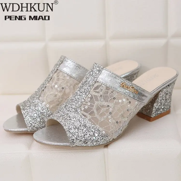 Women Sandals 2020 Ladies Summer Slippers Shoes Women High Heels Sandals Fashion Rhinestone Summer Shoes Women Zapatos De Mujer