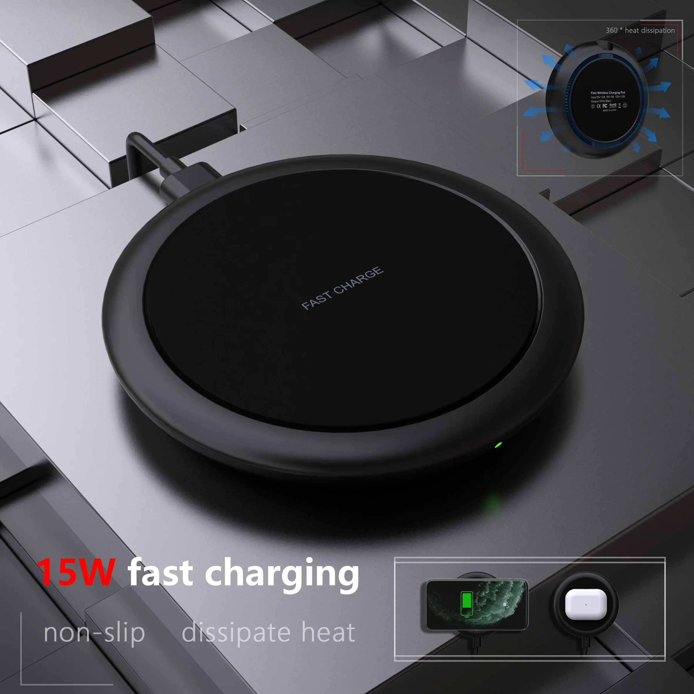 15 Вт Qi Беспроводной Зарядное устройство для Ulefone Power 7E 7 6 6s 6E Быстрая Зарядка