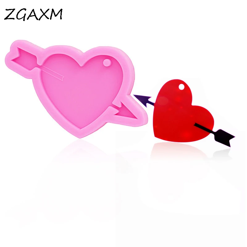 

LM42 Valentine's Day Gift Love Chocolate Cake Silicone Mould, One Arrow Through Heart Fashion Jewelry Pendant Keychain Molds