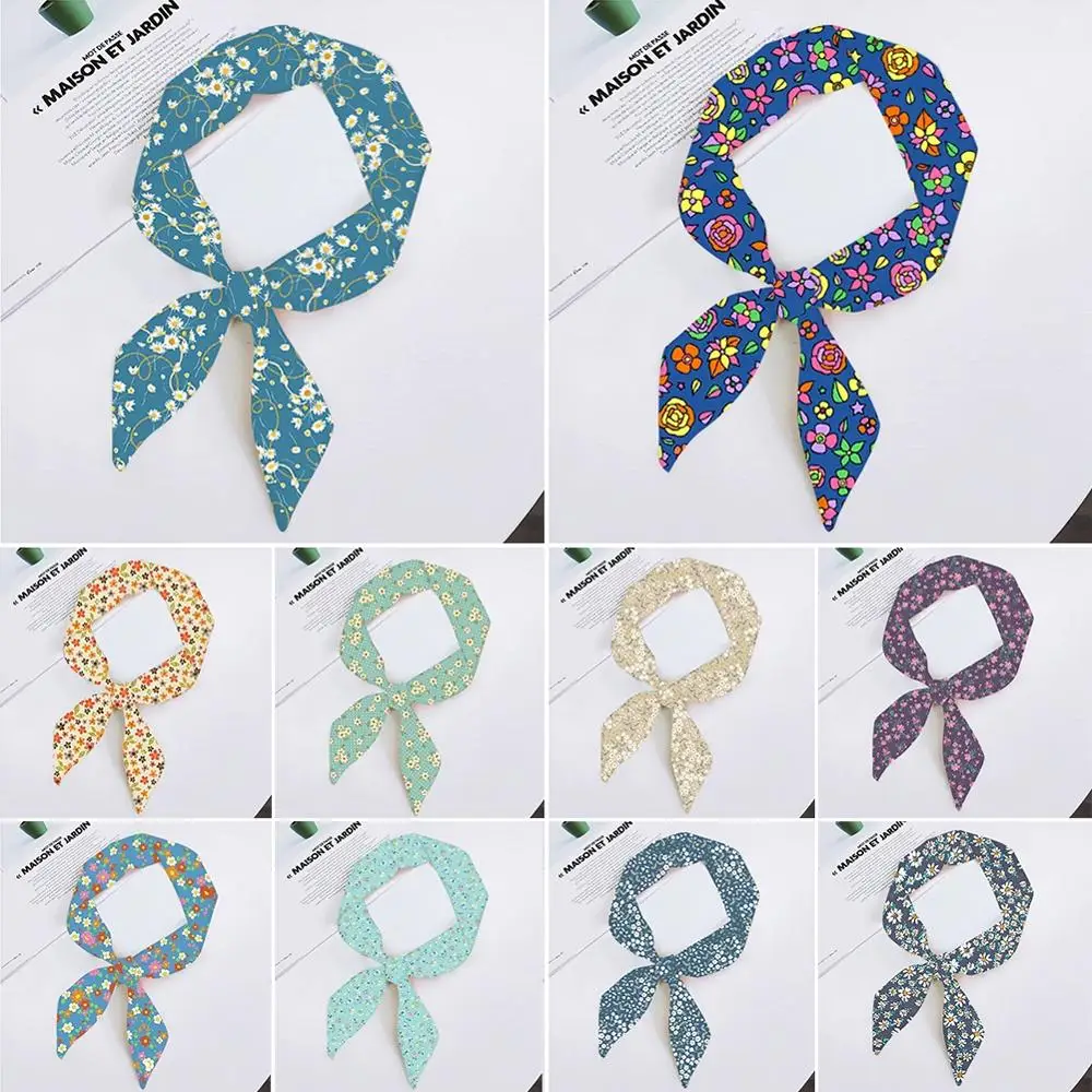 

Long Style Ladies Small Silk Scarf Mutiple-Function Print Twill Handle Bag Ribbons Variety Elegant Decorative Scarve
