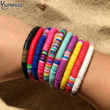 

Yumfeel New Fashion Bracelet Women 10pcs/Lot Mixed Colors Polymer Clay Bracelet & Bangle Jewelry Men