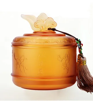 

NEW YEAR DECORATIONS FREE SHIPPING LARGE GLASS HANDICRAFT SOUVENIRS BIRTHDAY GIFT STORE TEA CADDY