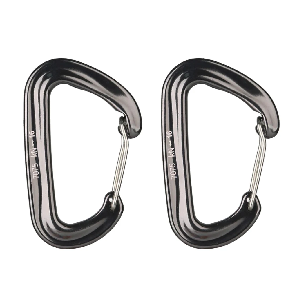 2 Pcs D Shape Carabiner Clip Key  Holder Chain Cable Camping Hiking Hook