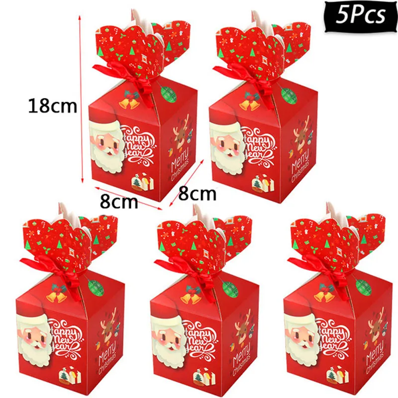 Рождественская коробка для конфет в форме дома упаковка подарочные пакеты коробки Подарочная коробка для хранения рождественские подарочные сумки украшения вечерние принадлежности - Цвет: 5pcs Paper box f