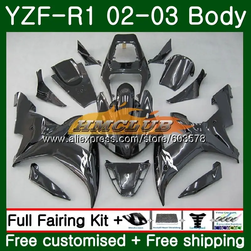 Для кузова Yamaha YZF R 1 YZF 1000 YZF-1000 2002 2003 черный 60CL. 21 YZF R1 02-03 тела YZF1000 YZF-R1 YZFR1 02 03 обтекатель - Цвет: No. 1