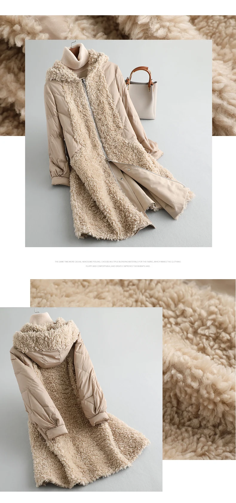 AYUNSUE/пуховик из овечьей шерсти для женщин, пальто из натурального меха, зимнее пальто для женщин, шерстяное пальто, женская Двусторонняя одежда, куртки MY4246