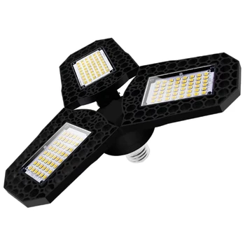 

80W LED Garage Light Deformable Ceiling Light for Home Warehouse Folding Three-Leaf Deformation Lamp