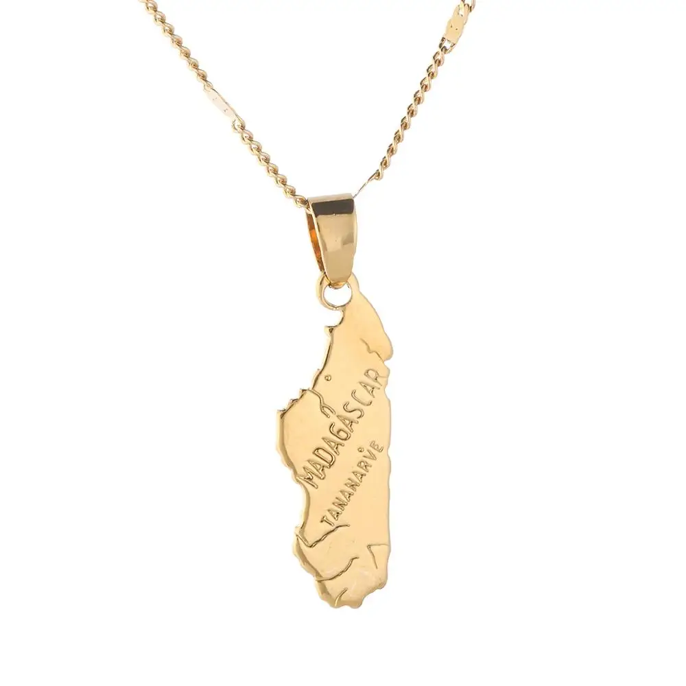 

Trendy Madagascar Map Necklace Pendant Women Gold Color Malagasy Maps Charm Jewelry