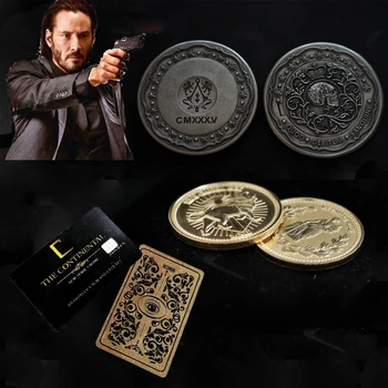 

John Wick Cosplay Coin Gold Collection Coins Blood Oath Marker Continental Hotel Card Keanu Reeves Cosplay Props Halloween