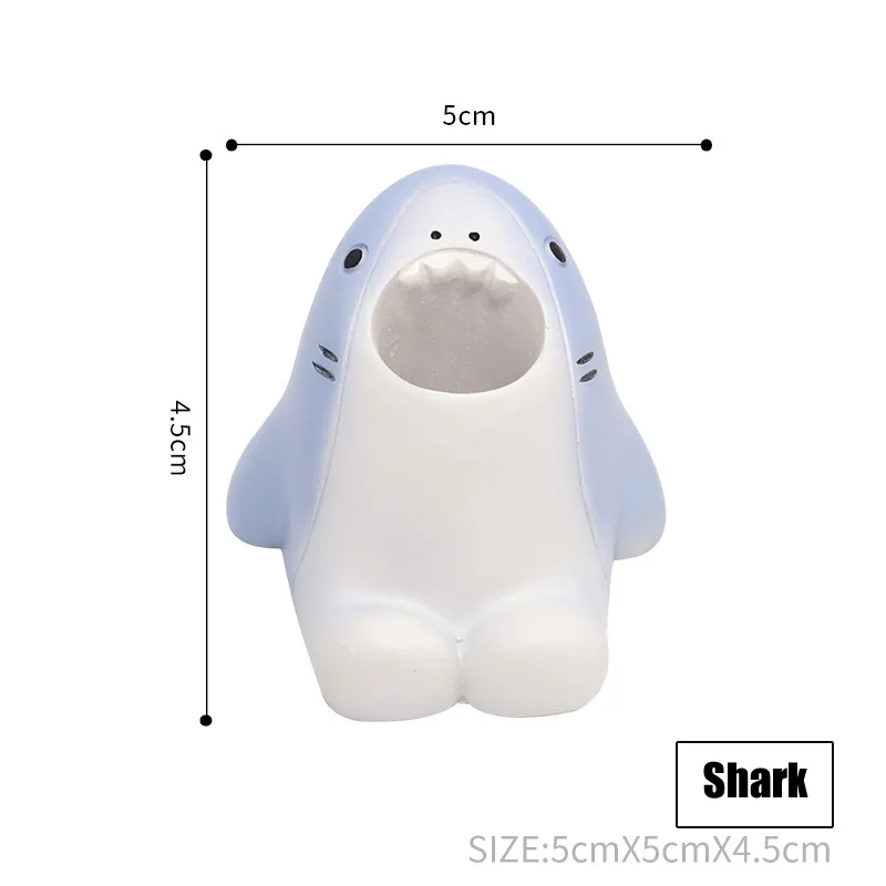 thumbnail image 2 of Cute Cartoon Toothbrush Holder For Kids, Fun Resin Pen Pencil Holder, Mini Animal Single Tooth Brush Stand, Creative Bathroom Organizer Storage For Vanity Countertop, Office (Shark 2 of 10