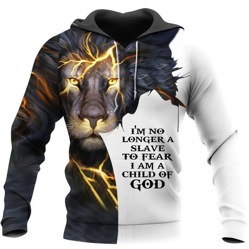 

New autumn Hoodie Easter Jesus lightning lion 3D printed men's Sweatshirt Unisex Street Pullover casual jacket
