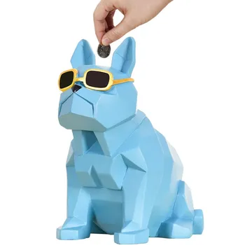 

GEOMETRIC BULLDOG PIGGY BANK FIGURINE ANIMAL DOG MONEY BOX ART SCULPTURE RESIN ART&CRAFT HOME DECORATION ACCESSORIES R513