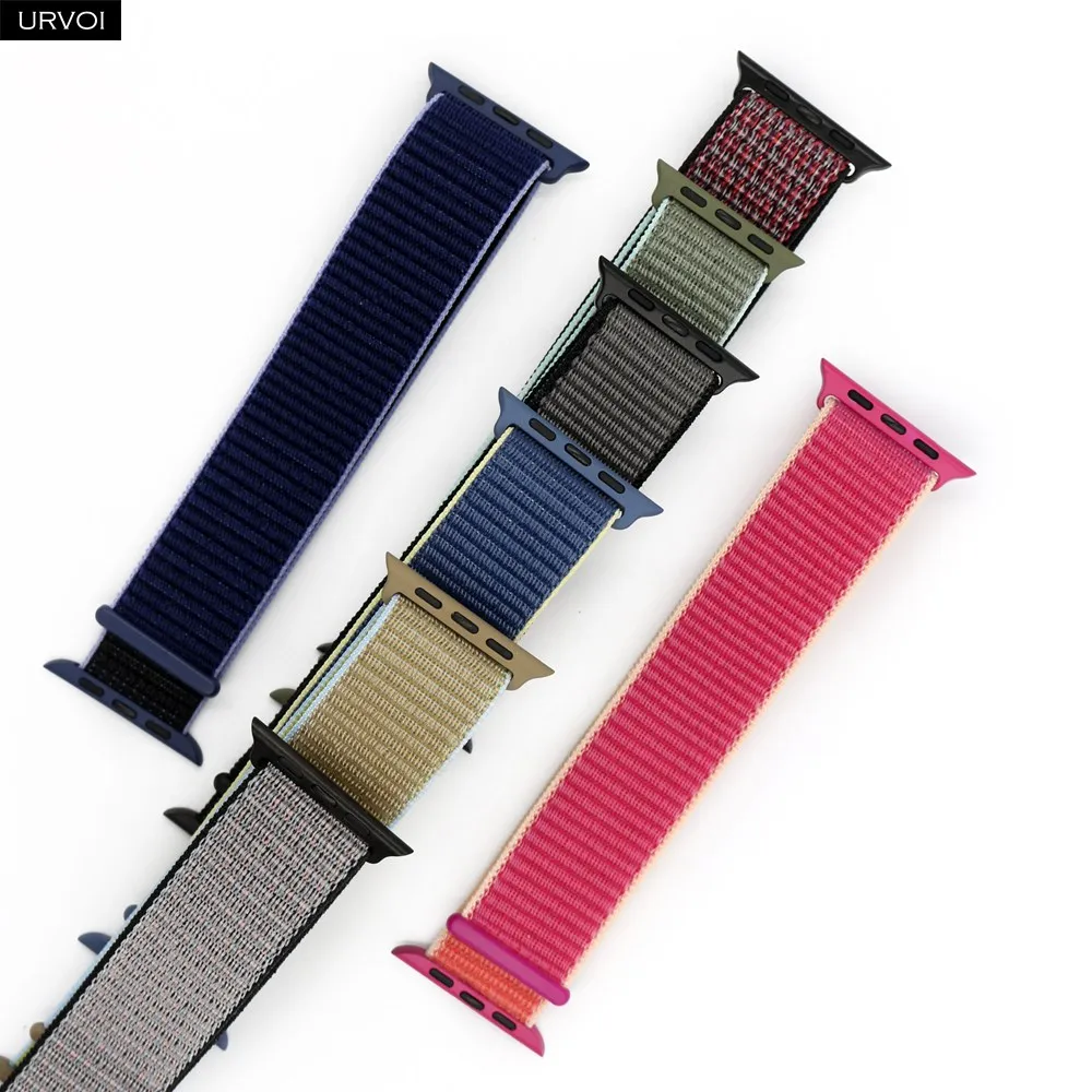 URVOI Спортивная петля для apple watch band series 5 4 3 2 1 светоотражающий ремешок для iwatch двухслойный дышащий тканый нейлон осень