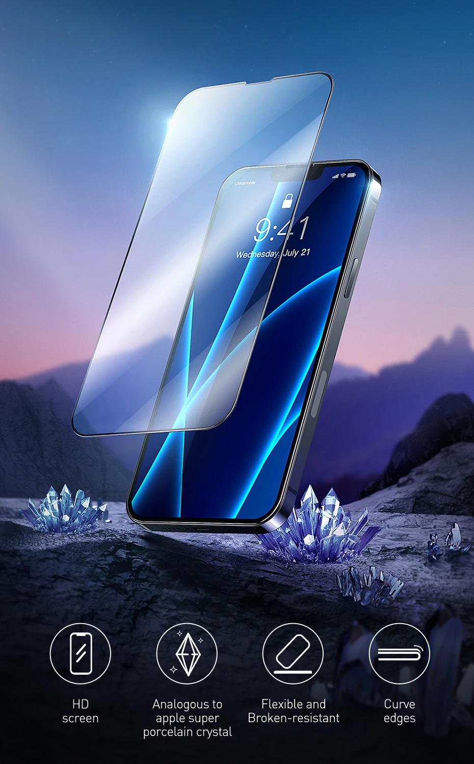 Baseus Premium Hd Tempered Glass Film For Iphone 13 / 13 Pro (2 Pcs