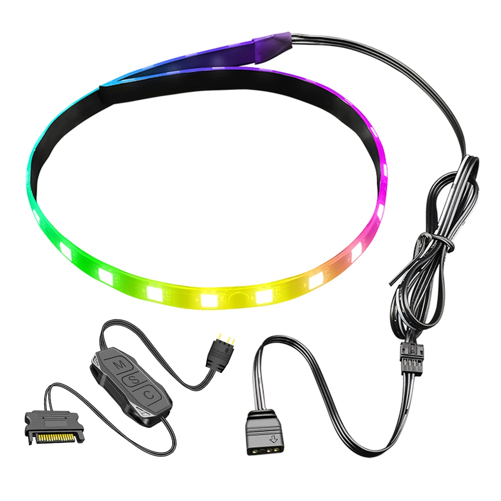 Coolmoon Cm-ls40 5v Argb pc Case Barra de Luz Led Sata 3pin Desktop Computador Lâmpada Tira 40cm Placa-mãe Rgb Decoração Acessório - Imagem 4