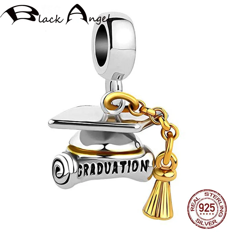 

Authentic 925 Sterling Silver Charm Beads Bachelor Cap Design for Original Bracelets Pendant Necklaces DIY Fine Jewelry