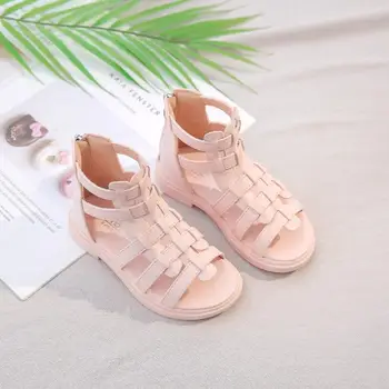 

2020 Summer Fashion Children Baby Girl Cut-outs Gladiator Weave Rubber Sandals Princess Leather Sandals Shoes Kids Girl