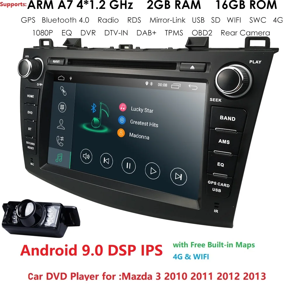 Android9.0 8 дюймов в тире головное устройство двойной din автомобильный dvd-плеер gps навигация Стерео Радио CANbus для Mazda 3 2010 2011 2012 2013